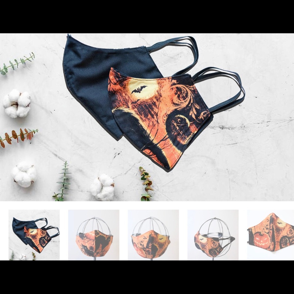 Spooky Pumpkin Cat Face Mask